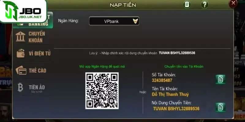 Hướng dẫn nạp và rút tiền tại JBO nhanh chóng, an toàn